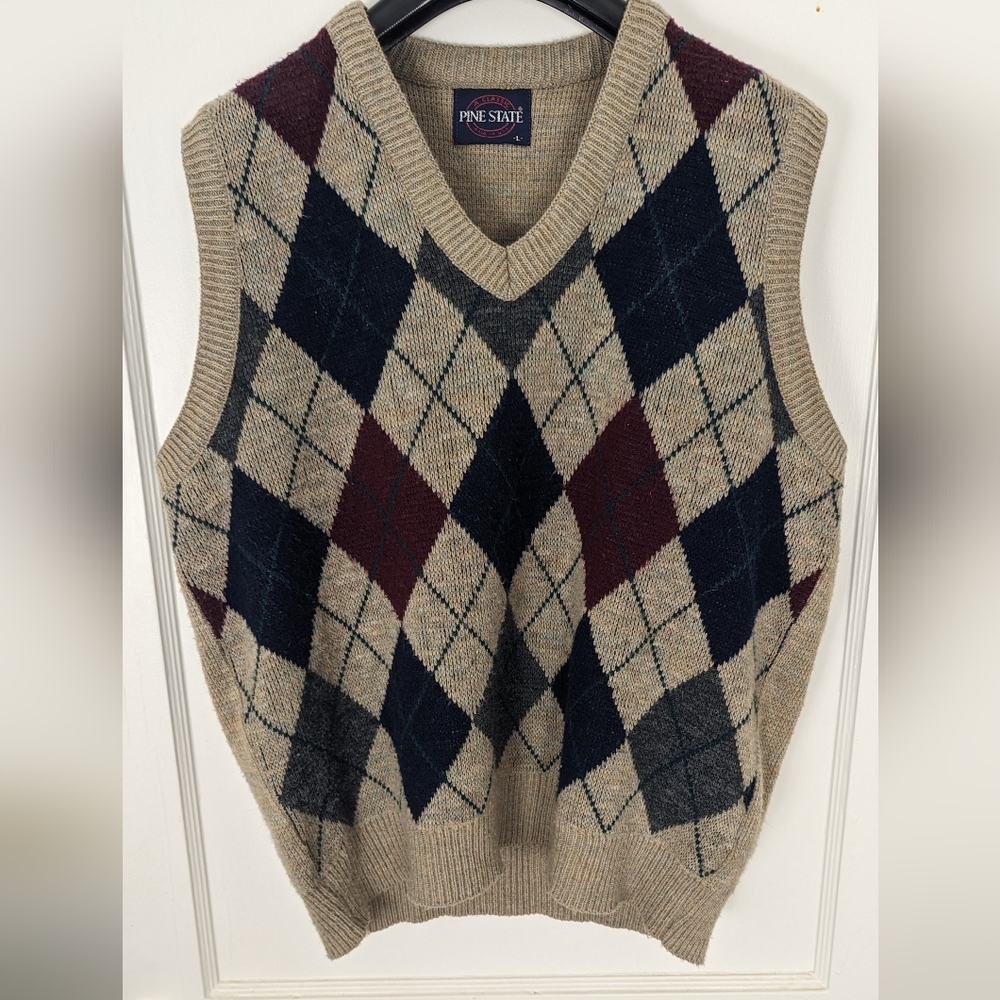 Vintage Oatmeal Checkered Sweater Vest